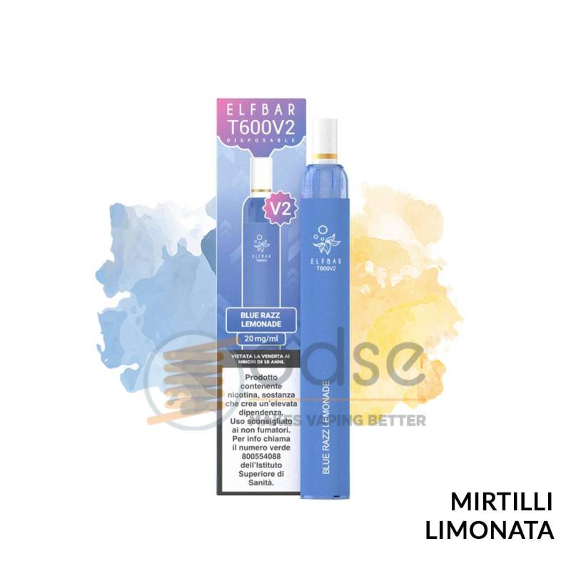 BLUE RAZZ LEMONADE POD USA E GETTA ELFBAR T600 V2 - Pod usa e getta