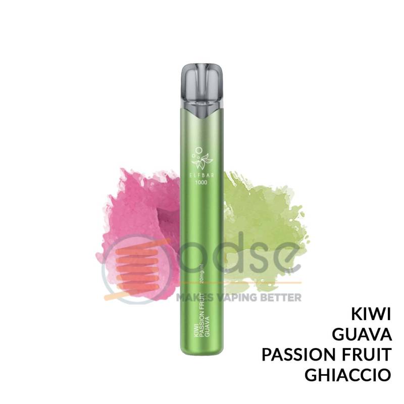 KIWI PASSION FRUIT GUAVA POD USA E GETTA ELFBAR EB1000 - Pod usa e getta